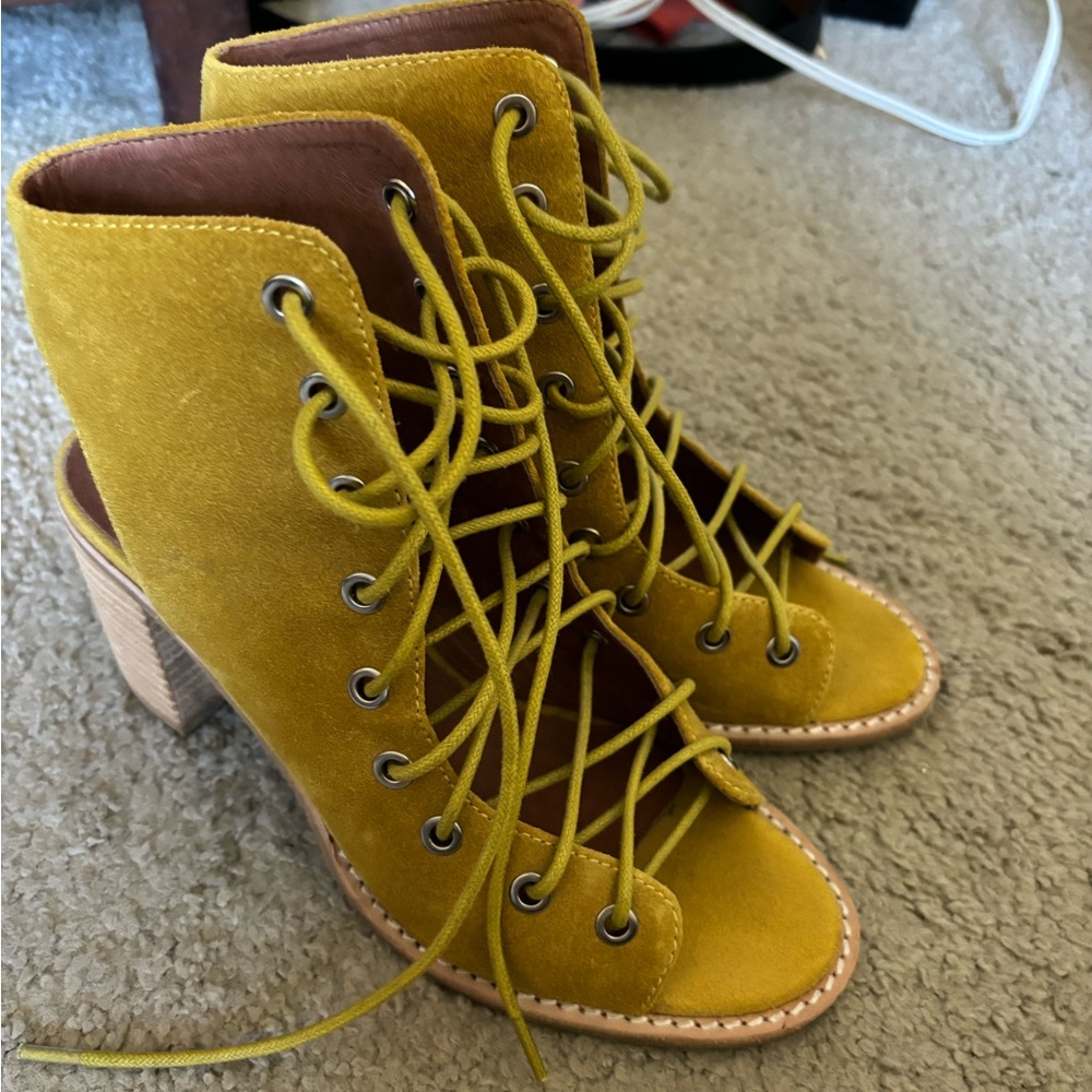 Jeffrey Campbell x Free People Minimal Lace up Heels - Worn Once Yellow Size 7.5 - Picture 7 of 9